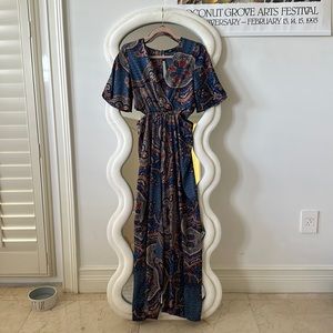 Zara multi colored paisley cut out jumpsuit